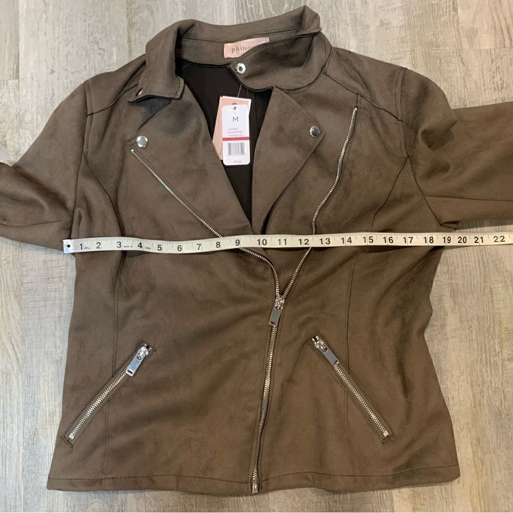 Nwt’s Philosophy Faux leather moto brown/ jacket mushroom fashion - Picture 7 of 14